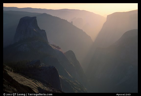 Half-Dome and Yosemite Valley seen from Clouds rest, late afternoon. Yosemite National Park (color)