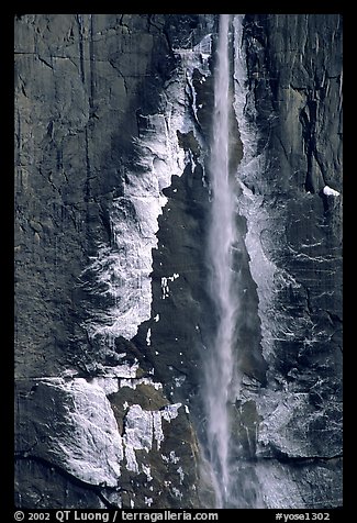 Ice crust on Yosemite Falls wall. Yosemite National Park (color)