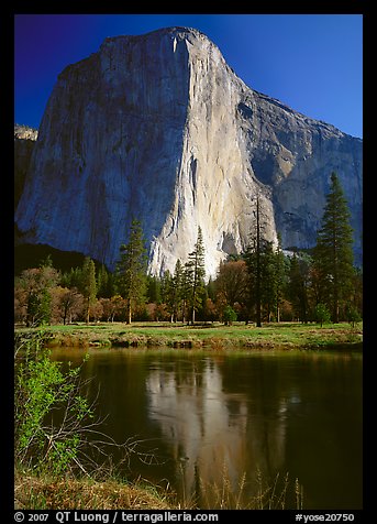 El Capitan and Merced River reflection. Yosemite National Park (color)