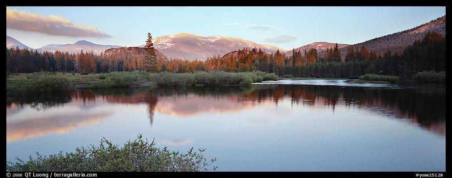 Alpine lake and mountains at sunset. Yosemite National Park (color)