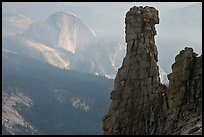 Rock tower and Half-Dome. Yosemite National Park, California, USA. (color)