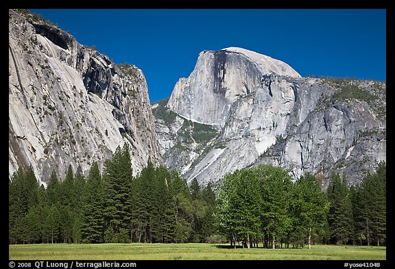 Half Dome and Washington Column from Ahwanhee Meadow in Spring. Yosemite National Park (color)