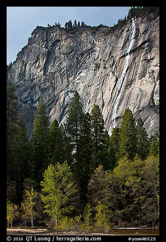 Ephemeral waterfall near Royal Arches. Yosemite National Park (color)