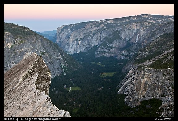 Yosemite Valley seen from Diving Board, dawn. Yosemite National Park, California, USA.