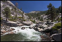 Merced river flowing in granite canyon. Yosemite National Park, California, USA. (color)