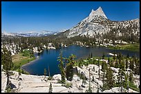 Upper Cathedral lake and Cathedral Peak, mid-day. Yosemite National Park ( color)