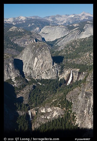 Merced River drainage with Nevada and Vernal Falls. Yosemite National Park (color)