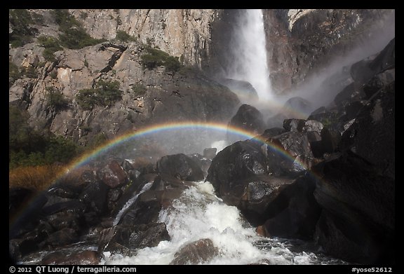 Afternoon rainbow, Bridalveil Fall. Yosemite National Park, California, USA.