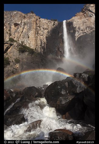 Spray rainbows, Bridalveil Fall. Yosemite National Park, California, USA.