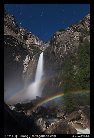 Space rainbow, Lower Yosemite Fall. Yosemite National Park, California, USA.