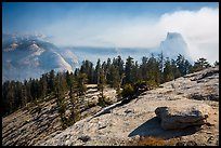 Foggy valley and Half-Dome from Sentinel Dome. Yosemite National Park ( color)