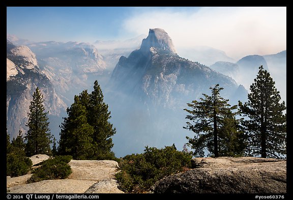 Half Dome from Glacier Point, fog clearing. Yosemite National Park (color)