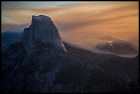 Half-Dome, forest fire, and smoke. Yosemite National Park, California, USA.