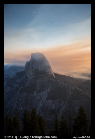 Half-Dome, forest fire, and smoke. Yosemite National Park (color)