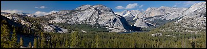 Granite domes and Tioga Lake. Yosemite National Park (Panoramic color)