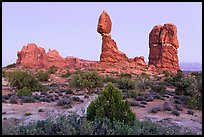 Balanced rock and other rock formations. Arches National Park, Utah, USA. (color)