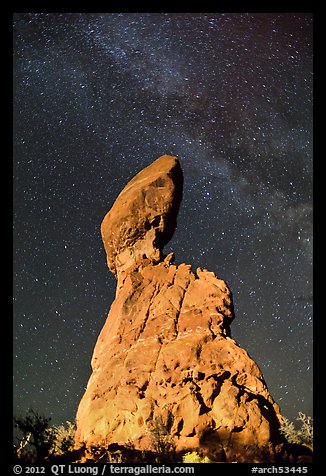 Balanced rock and Milky Way. Arches National Park, Utah, USA.