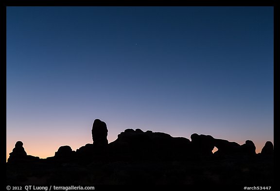 Windows Group silhouette at dawn. Arches National Park (color)