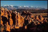 Fiery Furnace and La Sal Mountains. Arches National Park, Utah, USA. (color)