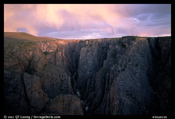 Narrows from Chasm view at sunset, North Rim. Black Canyon of the Gunnison National Park, Colorado, USA.