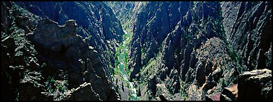 Gunnisson River running deep in narrow gorge. Black Canyon of the Gunnison National Park (Panoramic color)