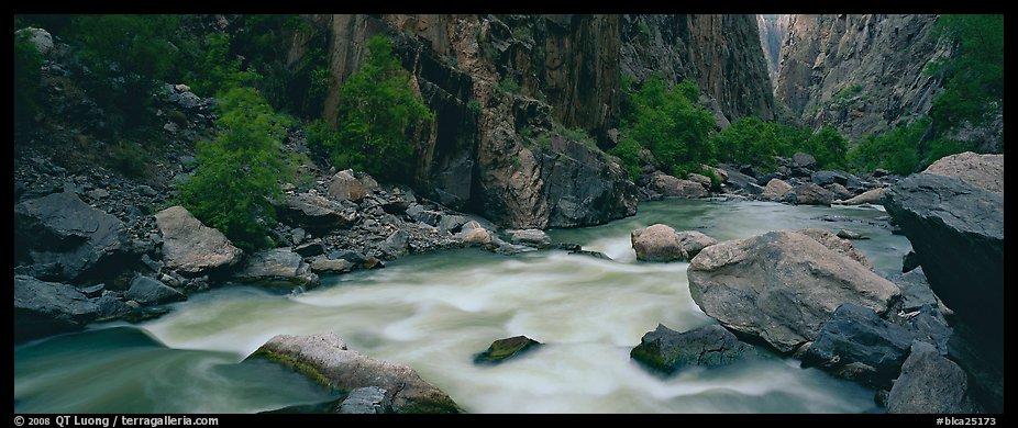 River flowing at bottom of narrows. Black Canyon of the Gunnison National Park, Colorado, USA.
