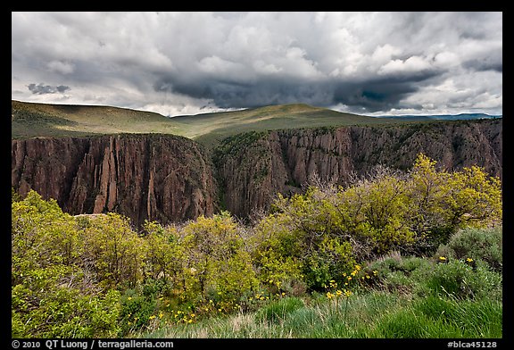 Canyon and storm clouds, Gunnison Point. Black Canyon of the Gunnison National Park, Colorado, USA.