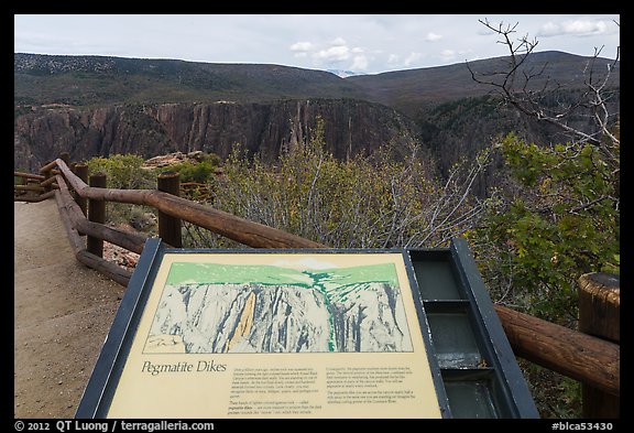 Interpretative sign. Black Canyon of the Gunnison National Park, Colorado, USA.