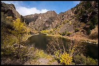 Gunnison River and cliffs at East Portal in autumn. Black Canyon of the Gunnison National Park ( color)