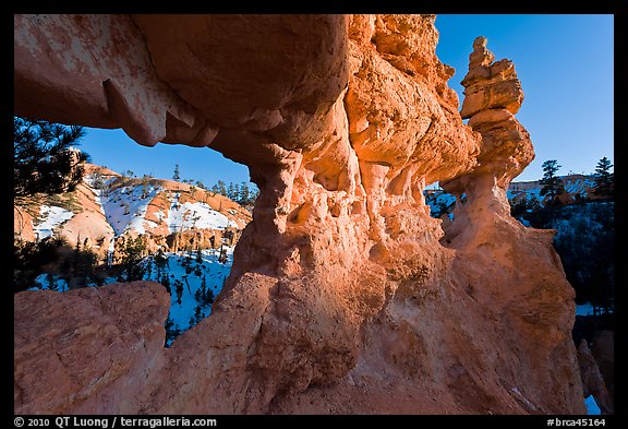 Water Canyon from hoodoo window. Bryce Canyon National Park, Utah, USA.