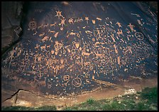 Slab called Newspaper Rock covered with petroglyphs. Utah, USA (color)