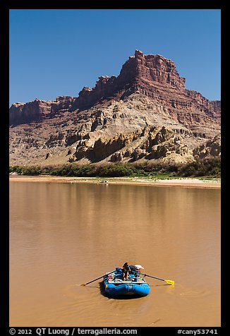 Woman paddling raft on Colorado River. Canyonlands National Park (color)