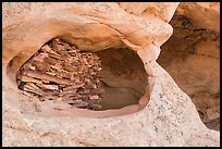 Granary nested in arch, Aztec Butte. Canyonlands National Park ( color)