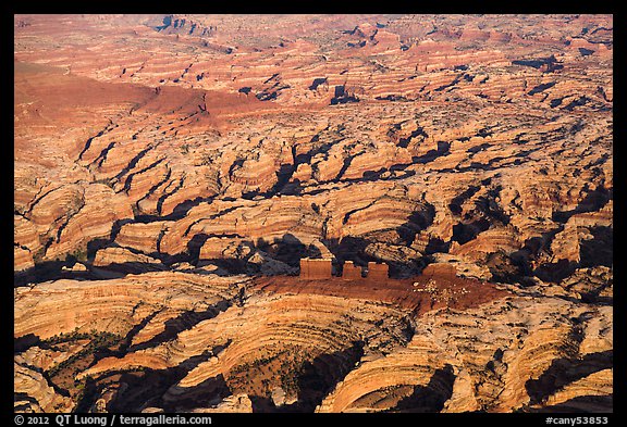 Aerial view of Chocolate Drops and Maze. Canyonlands National Park, Utah, USA.