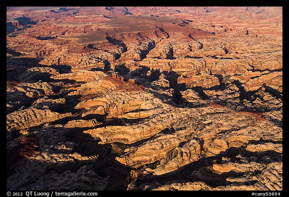 Aerial view of the Maze and Chocolate Drops. Canyonlands National Park, Utah, USA.