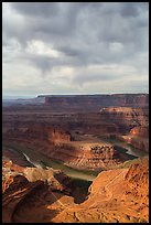 Gooseneck and stormy sky with virgas. Canyonlands National Park ( color)