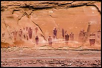 Barrier Canyon Style rock art, the Great Gallery,  Horseshoe Canyon. Canyonlands National Park, Utah, USA. (color)