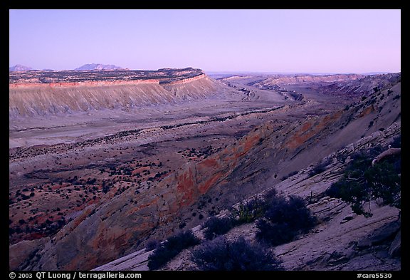 Waterpocket fold from Strike Valley overlook, sunset. Capitol Reef National Park