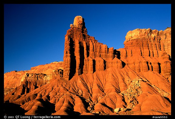 Red fluted sandstone, Chimney Rock. Capitol Reef National Park, Utah, USA.