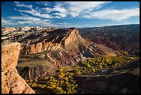 Park visitor looking, Rim Overlook over Fruita. Capitol Reef National Park ( color)