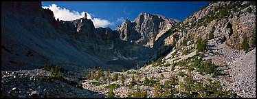 Rocky cirque and Wheeler Peak. Great Basin  National Park (Panoramic color)