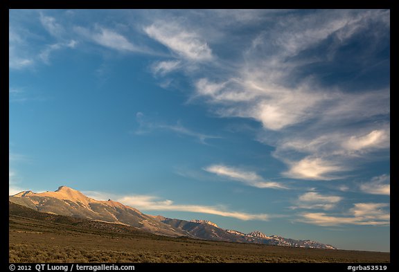 Wispy clouds over Snake Range. Great Basin National Park, Nevada, USA.