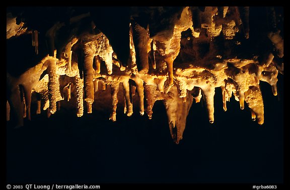 Water drops dripping of stalactites, Lehman Cave. Great Basin National Park, Nevada, USA.