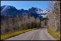 Wheeler Peak with bare aspen from Wheeler Peak Scenic Drive. Great Basin National Park ( color)