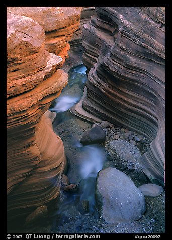 Red sandstone gorge carved by Deer Creek. Grand Canyon National Park (color)