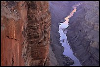 Colorado River and Cliffs at Toroweap, late afternoon. Grand Canyon National Park, Arizona, USA.