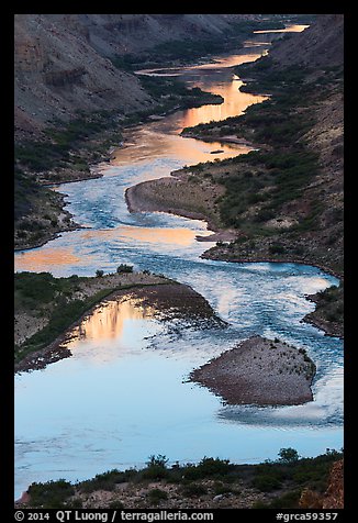 Reflections on the meanders of the Colorado River, Nankoweap. Grand Canyon National Park, Arizona, USA.