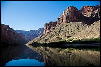 Buttes and glassy reflections in Colorado River. Grand Canyon National Park ( color)