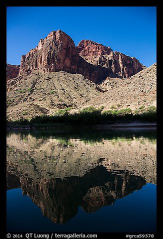 Buttes and reflections in Colorado River. Grand Canyon National Park, Arizona, USA.