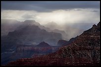 Canyon ridges with dramatic clouds and sunrays. Grand Canyon National Park ( color)